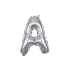 Holographic silver foil balloon letter A