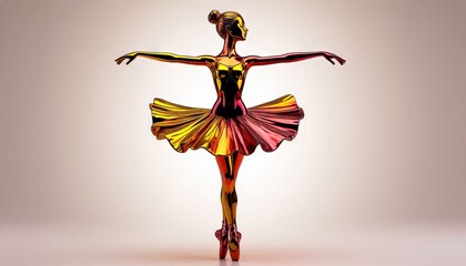An elegant metal dancer figurine in various colors, a series of ballerina figurines.