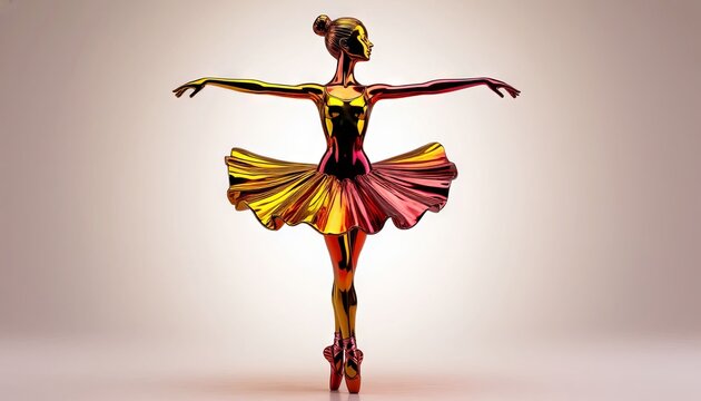An elegant metal dancer figurine in various colors, a series of ballerina figurines.