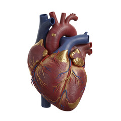 Anatomical heart model featuring gold kintsugi repairs