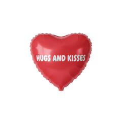 Red foil heart balloon with Hugs and Kisses text