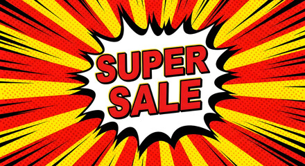 Comic Book Pop Action Burst Super Sale Background

