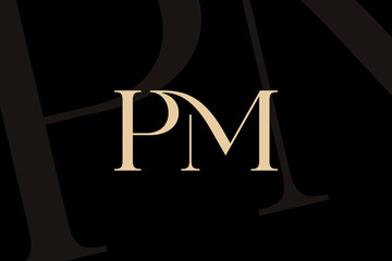 PM or MP letter logo icon design. Classic style luxury initials monogram.