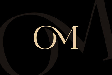 OM or MO letter logo icon design. Classic style luxury initials monogram.