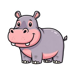 Obraz premium Happy Cartoon Hippopotamus Illustration.