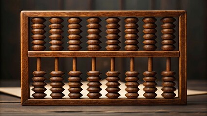 Close-up of worn wooden abacus beads in intricate detail, gigapixel standard v2 4x