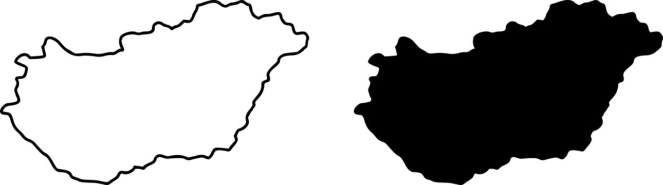 Hungary country border map outline and silhouette vector graphic isolated image decal