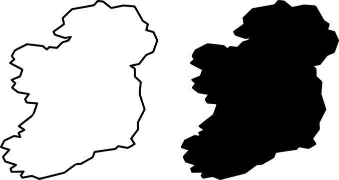 Ireland country border map outline and silhouette vector graphic isolated image decal