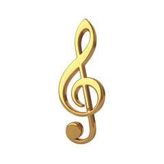 Obraz premium Golden musical note symbol isolated on transparent background