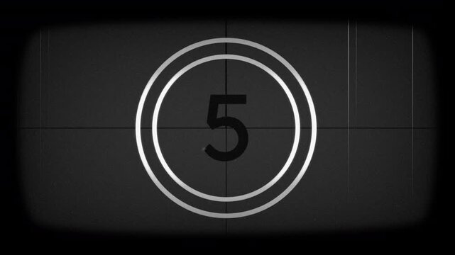 old film projector countdown ten second animation retro vintage effect 4K video.