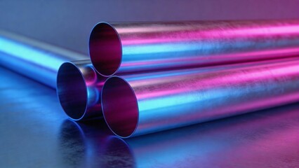 Metal pipes with neon lighting