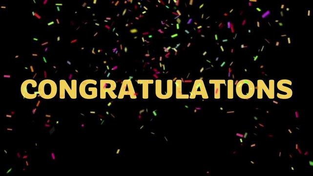 Congratulations fireworks Celebration Animation Video, congratulations gif. Congratulations Confetti fireworks Particle Glitter animated Congratulations wish. Congratulations wishes Golden Text.