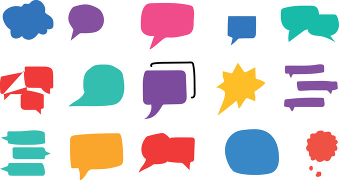 Creative Colorful Communication Concept with Speech and Chat Bubbles &ndash; Flat Vector Message Balloon Icons and Vector Set for Mobile Apps, Web Platforms, Messaging Systems