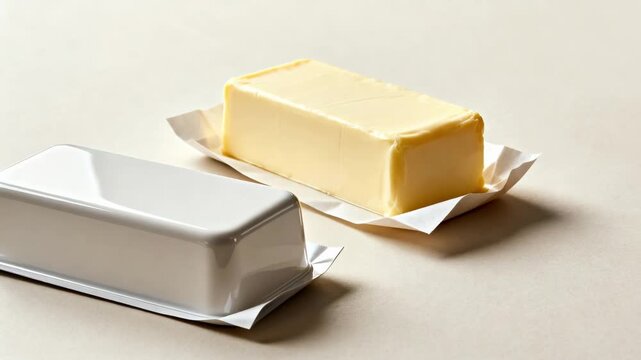 Medium shot showcasing semigloss biobased compostable butter wraps focusing on smooth finish and modern appeal in ecoconscious product design.
