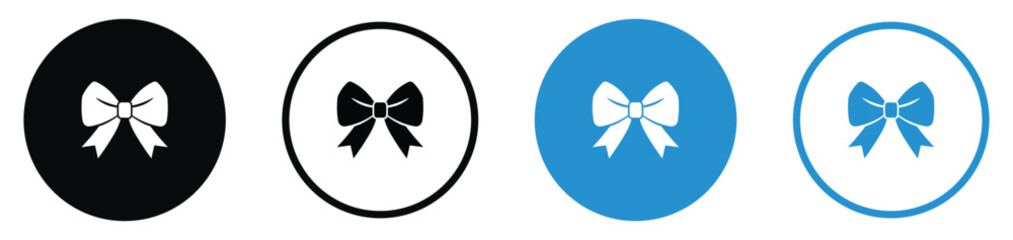 Fototapeta premium Elegant bow icons in four circular styles. Ideal for gift packaging, celebration branding, boutique fashion labels, holiday greeting card designs, and festive e-commerce UI elements.
