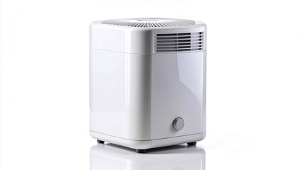 White Air Purifier on White Background for Clean Air.
