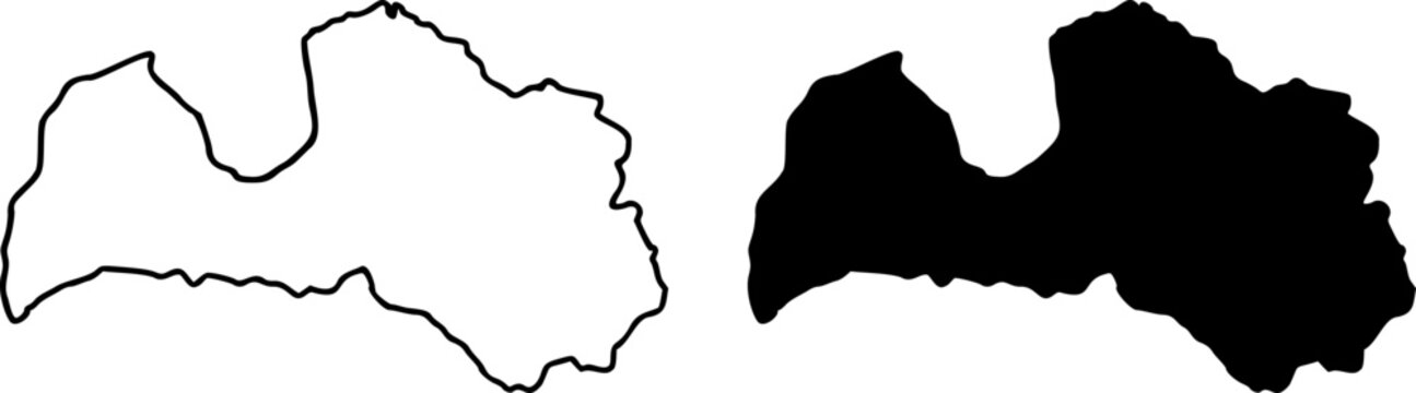 Latvia country border map outline and silhouette vector graphic isolated image decal