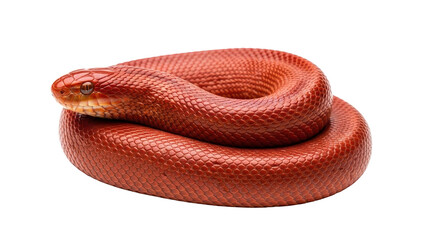Obraz premium Red Corn Snake coiled, detailed scales, reptile pet, isolated PNG with Transparent Background
