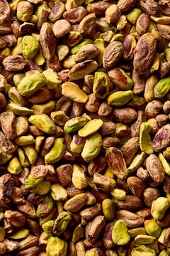 Pistachio nuts without shell full frame. Top view