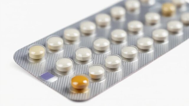 Close up shot of contraceptive pill blister pack used for birth control method