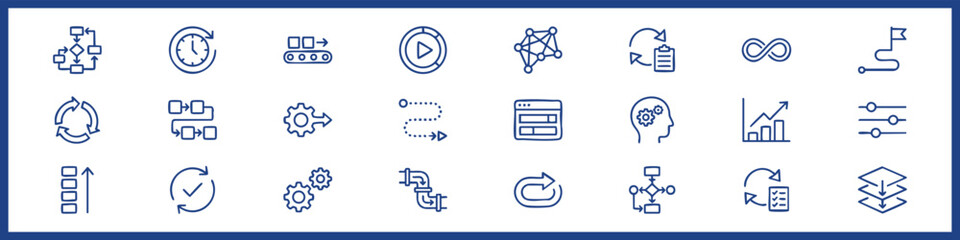 Continuity Line Editable Icons set. Vector illustration in modern thin style of process related icons: automation, workflow, progress, and more. Isolated on white background © Trends