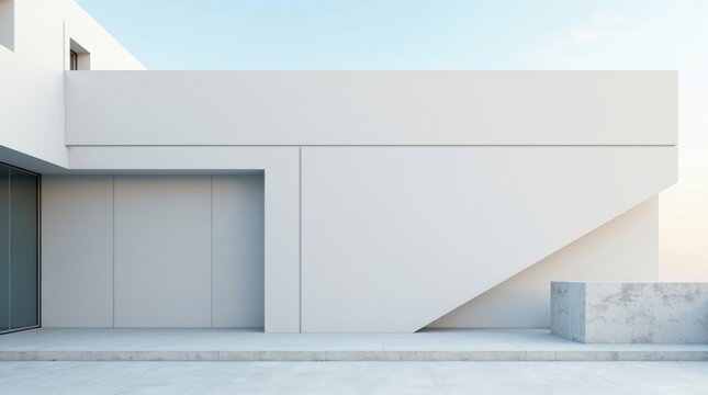 Pared de fachada moderna en blanco con una paleta de grises neutros