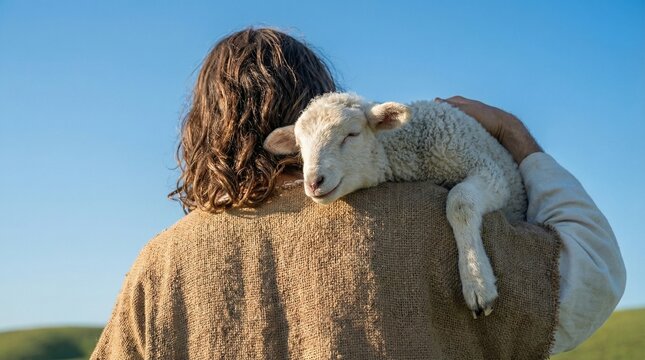 Jesus carrying the lost sheep