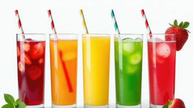 Video A collection of glasses filled with different colored beverages, perfect for a party or social gathering