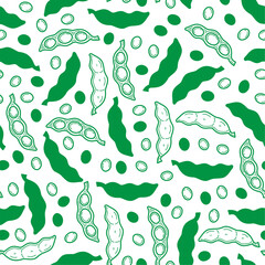 green soybeans or peas pattern background. Soybean seamless pattern background. edamame seamless pattern background. doodle edamame pattern background.