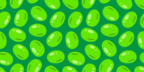green soybeans or peas pattern background. Soybean seamless pattern background. edamame seamless pattern background. doodle edamame pattern background. 