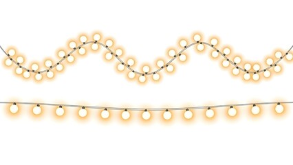 A decorative string of glowing warm toned lights arranged in a wavy repeating pattern