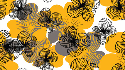 Bold yellow gardenia pattern creates an inviting atmosphere with its stylized lines embodying concepts of growth simplicity and minimalist