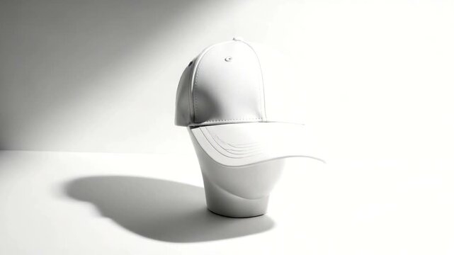 White Baseball Cap on White Background.