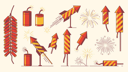 Colorful Festival Firecrackers and Fireworks Illustration for Celebration © Umi