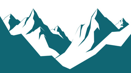 Stylized Mountain Range Landscape with Teal Sky, Nature View Vector