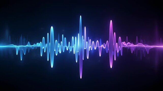 Digital AI Voice Assistant Waveform Pulsing in Blue and Purple