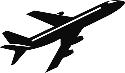 Commercial Airplane Silhouette Vector Icon in Black