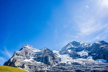 Fototapeta premium Panoramic View of Swiss Eiger and M_nch Mountains