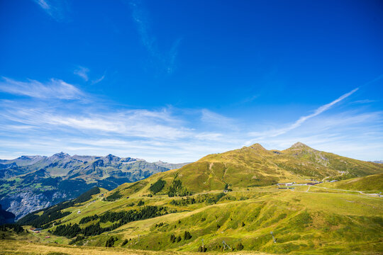 Kleine Scheidegg in Jungfrau, Switzerland on a Clear Day