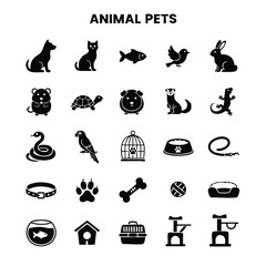 Obraz premium A collection of animal pets icons on transparent background