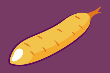 Yellow Carrot with Purple Outline on Purple Background