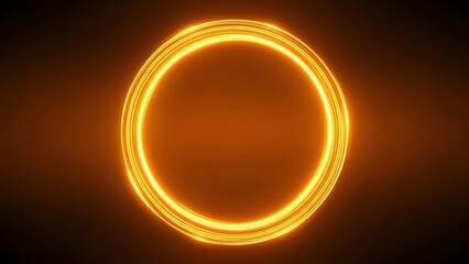 A vibrant orange circular light trail dominates a dark background creating an ethereal glow