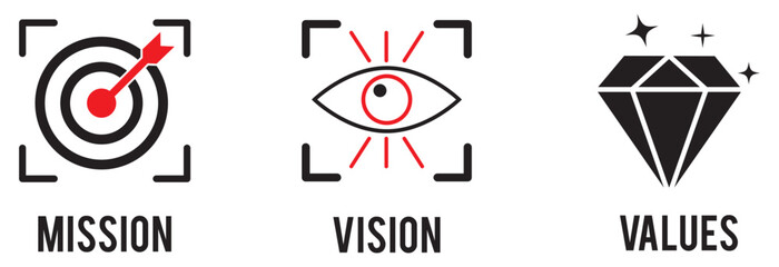 Mission vision values icon design, Business vision presentation. eps 10