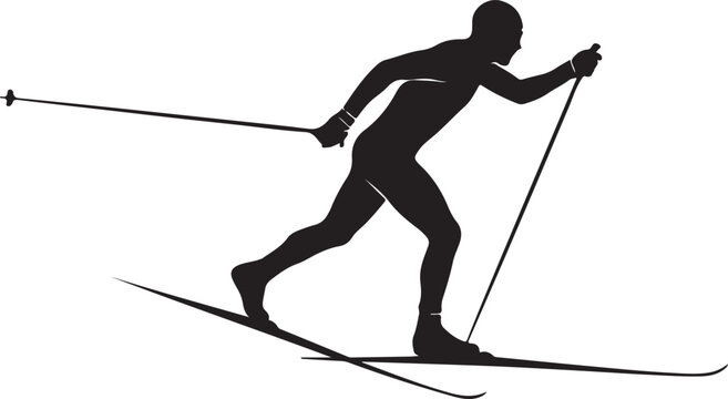 Olympic sports: Cross-Country Skiing Silhouette &ndash; Nordic Ski Athlete Vector