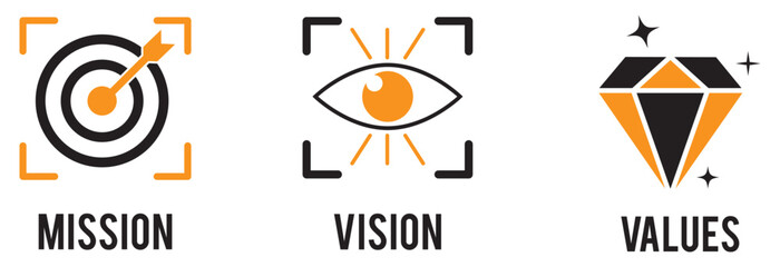 Mission vision values icon design, Business vision presentation. eps 10