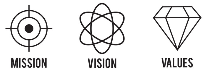 Mission vision values icon design, Business vision presentation. eps 10