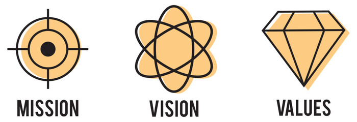 Mission vision values icon design, Business vision presentation. eps 10