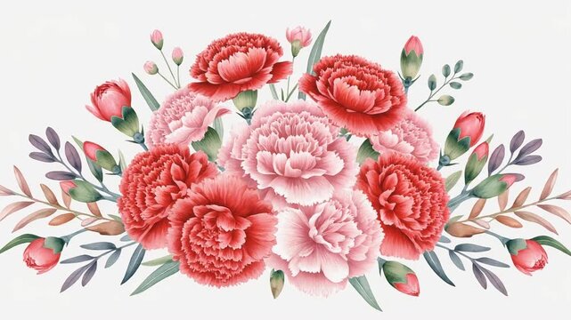 Elegant Floral Border Animation with Watercolor Carnations for Celebrations