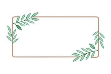 Rectangular Botanical Frame with Side Leaves