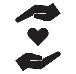 hands holding heart care icon set. minimalist line art vector for love, giving, and kindness symbol